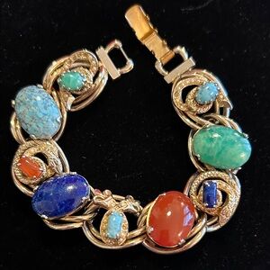Gold Snake & Gemstone Bracelet